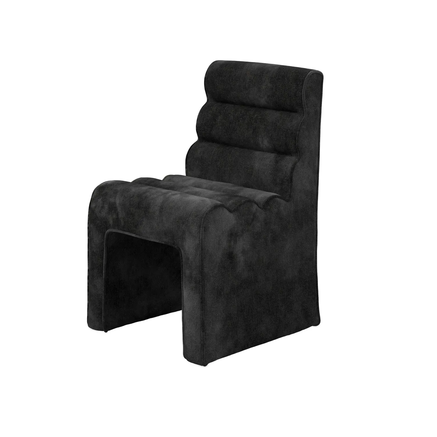 Ribbed Dining Chair - Black, Velvet