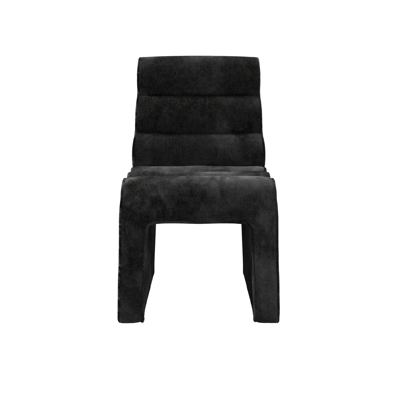 Ribbed Dining Chair - Black, Velvet
