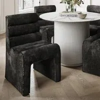 Ribbed Dining Chair - Black, Velvet