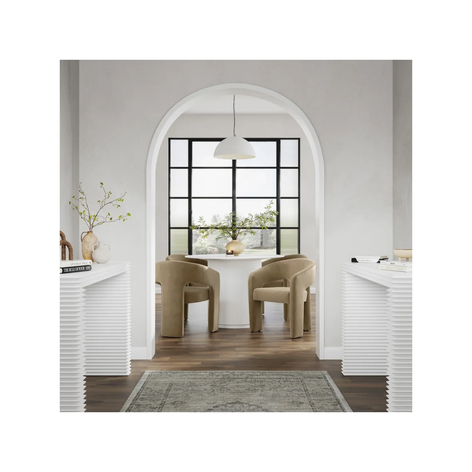 Ridged Console Table - White, MDF