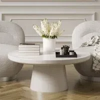 Round Coffee Table - White, Ash Veneer