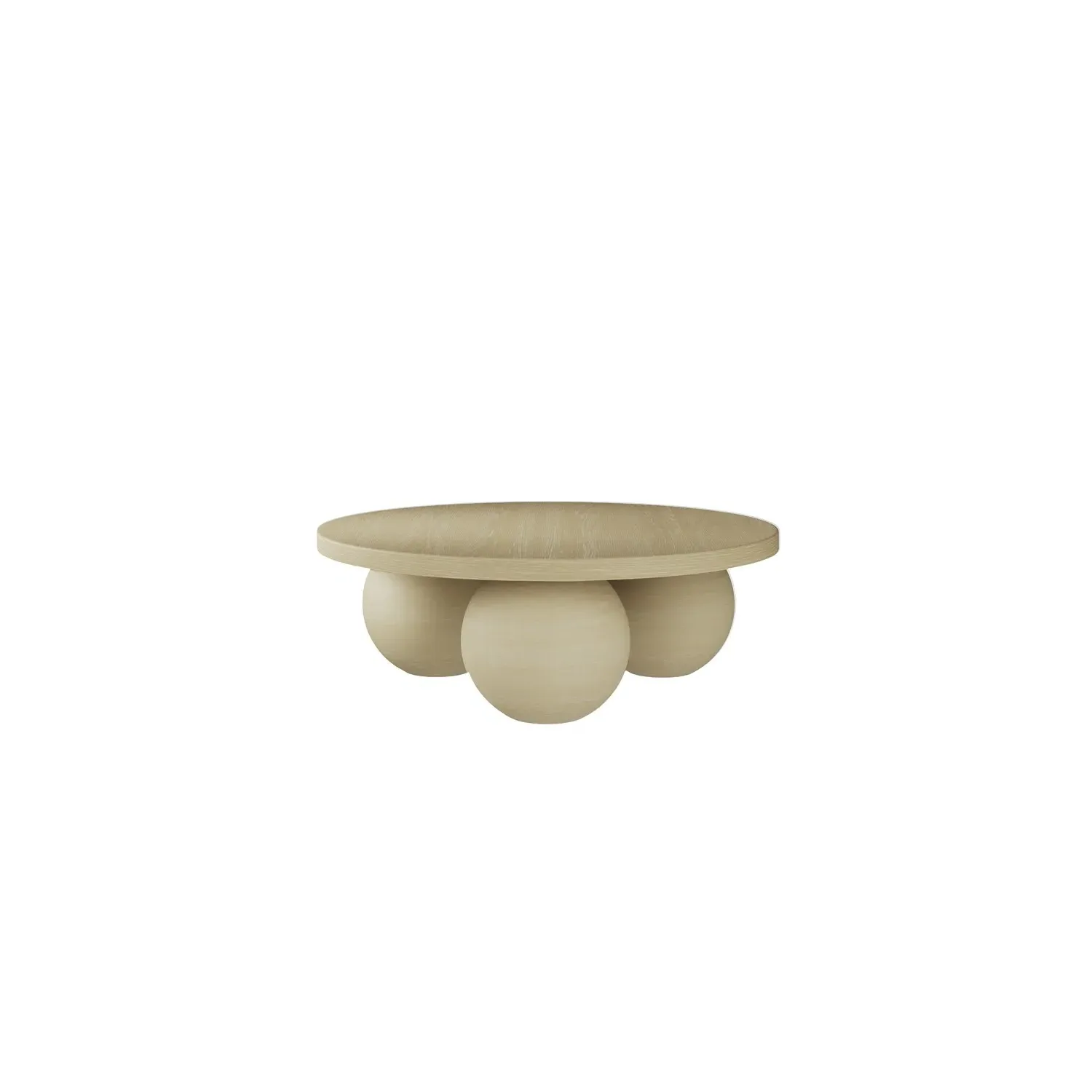 Round Coffee Table with Ball Feet - Beige, Concrete