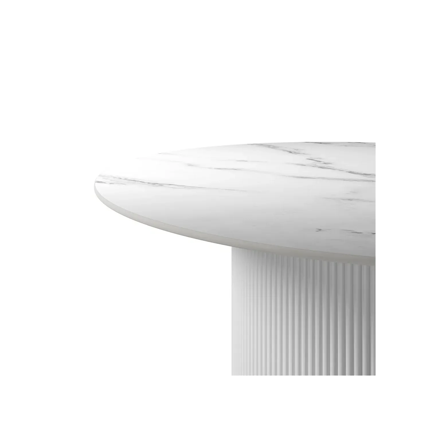 Round Dining Table with Fluted Base - White, Stone