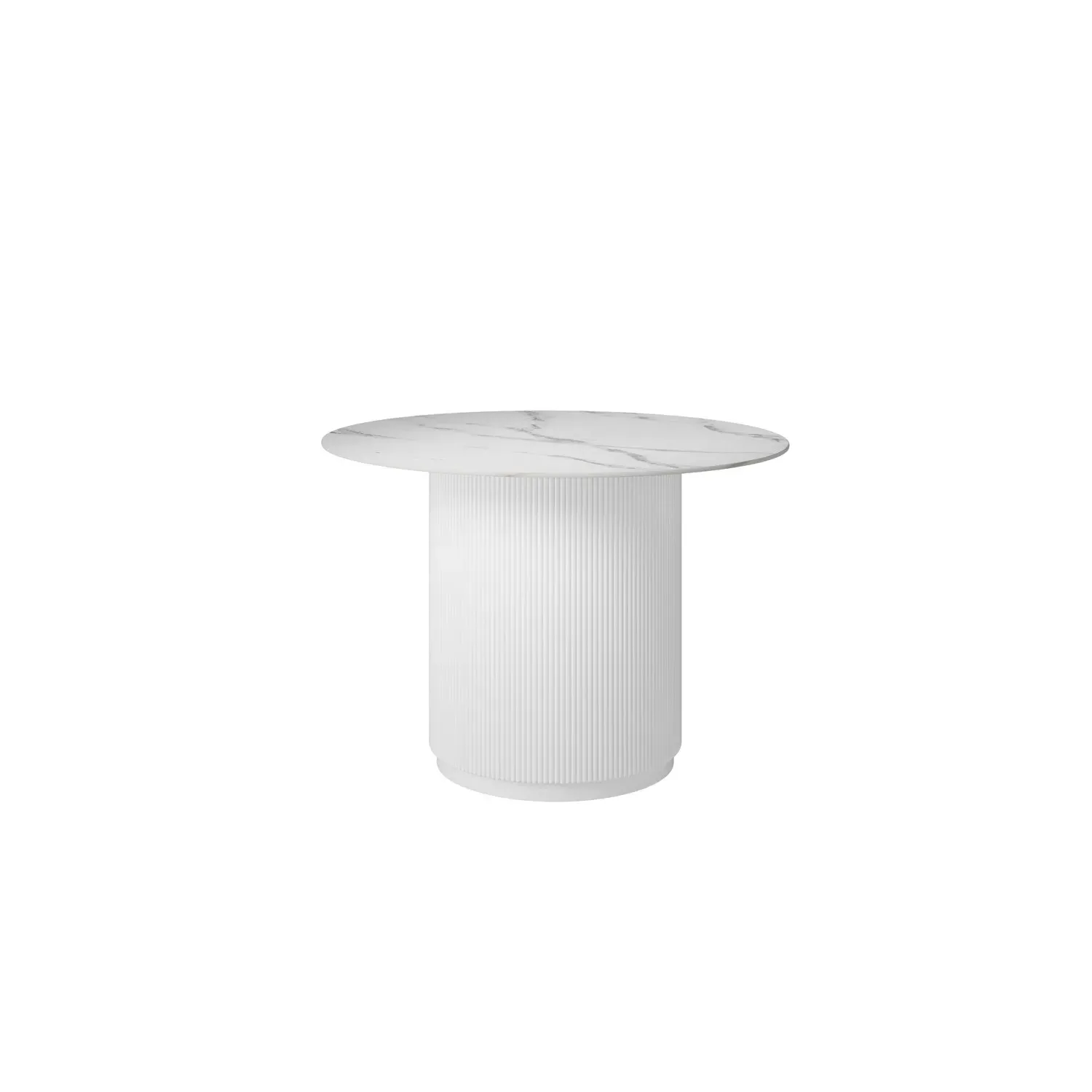 Round Dining Table with Fluted Base - White, Stone image