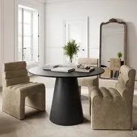 Round Dining Table with Pedestal Base - Black, Wood