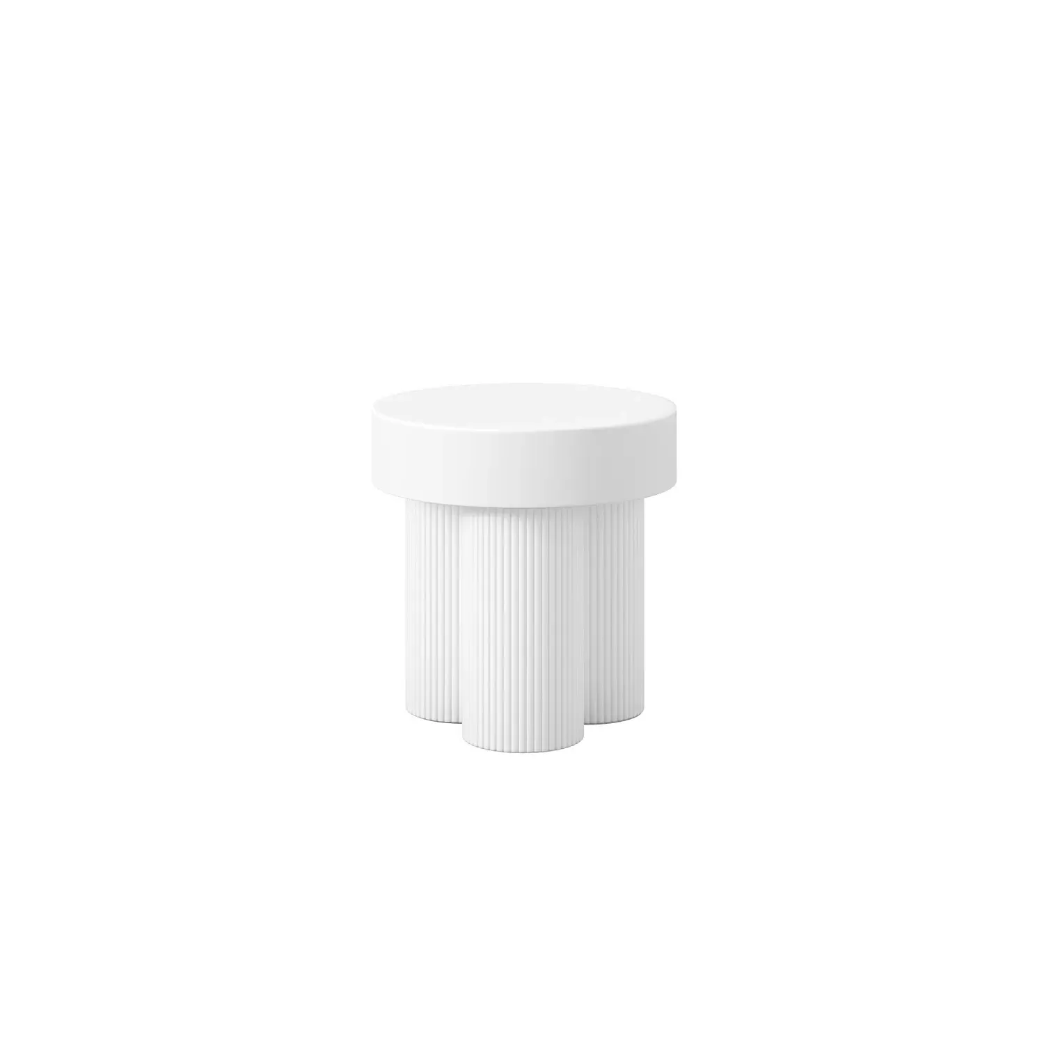Round Side Table with Fluted Base - White, MDF