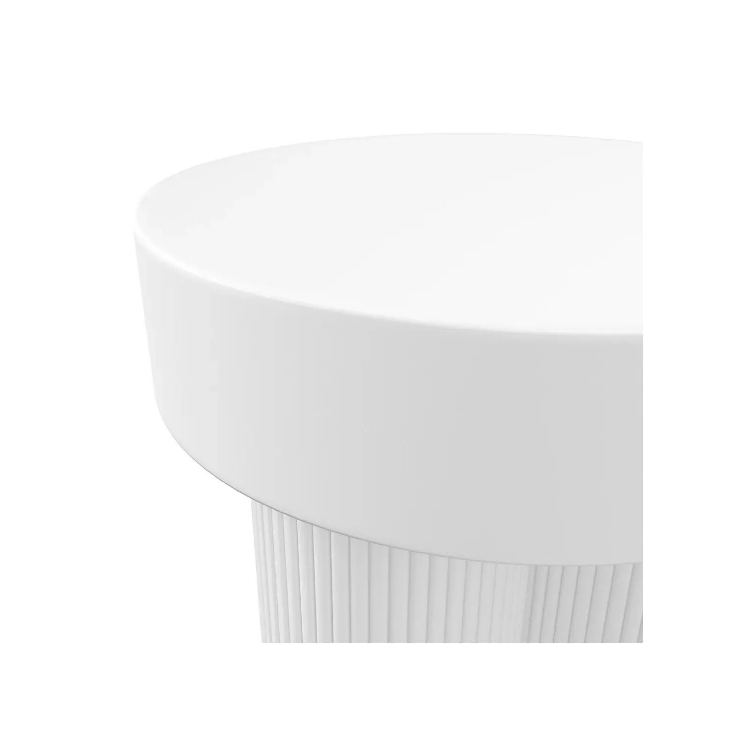 Round Side Table with Fluted Base - White, MDF