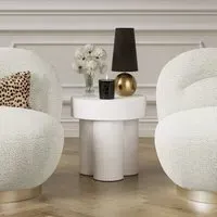 Round Side Table with Fluted Base - White, MDF