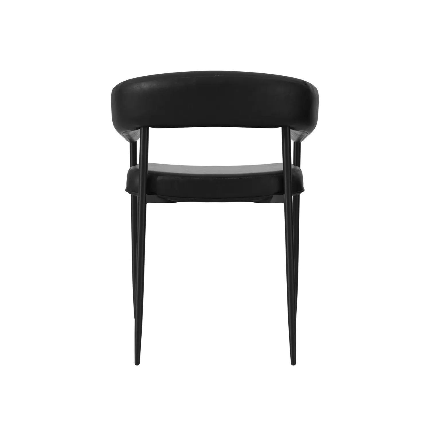 Set of 2 Curved Dining Chairs - Black, Faux Leather