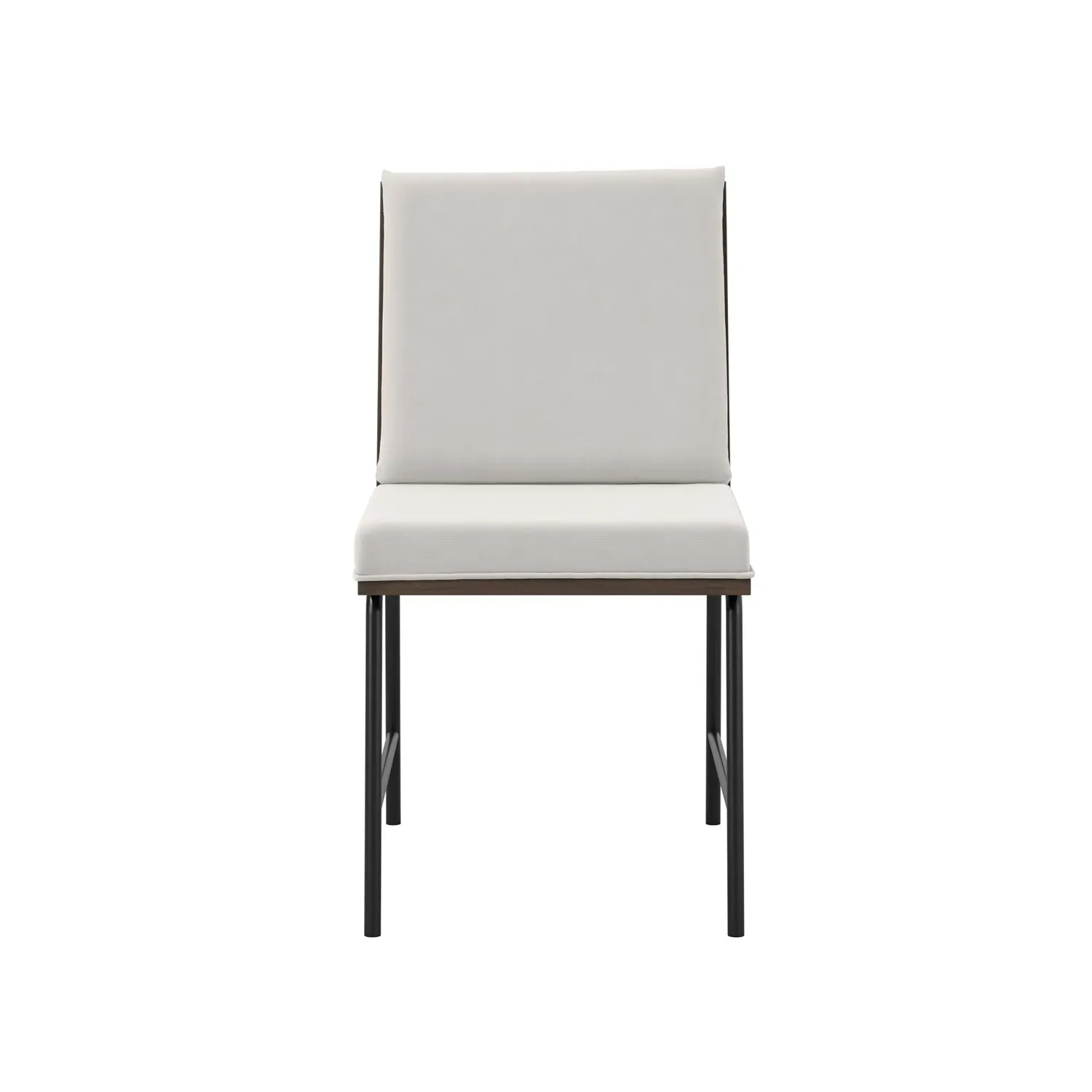 Set of 2 Cushioned Dining Chairs - White, Fabric