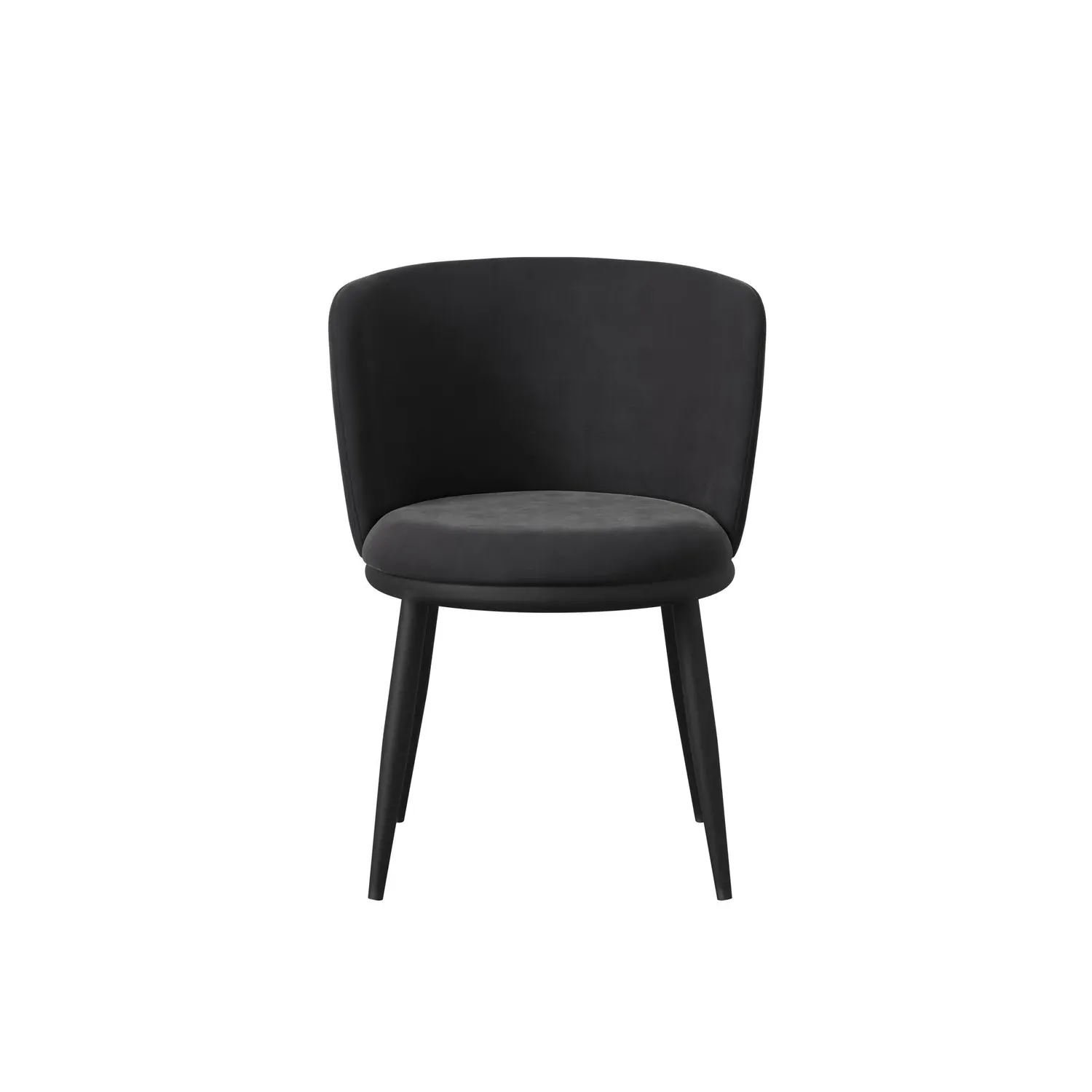 Set of 2 Dining Chairs - Black, Velvet