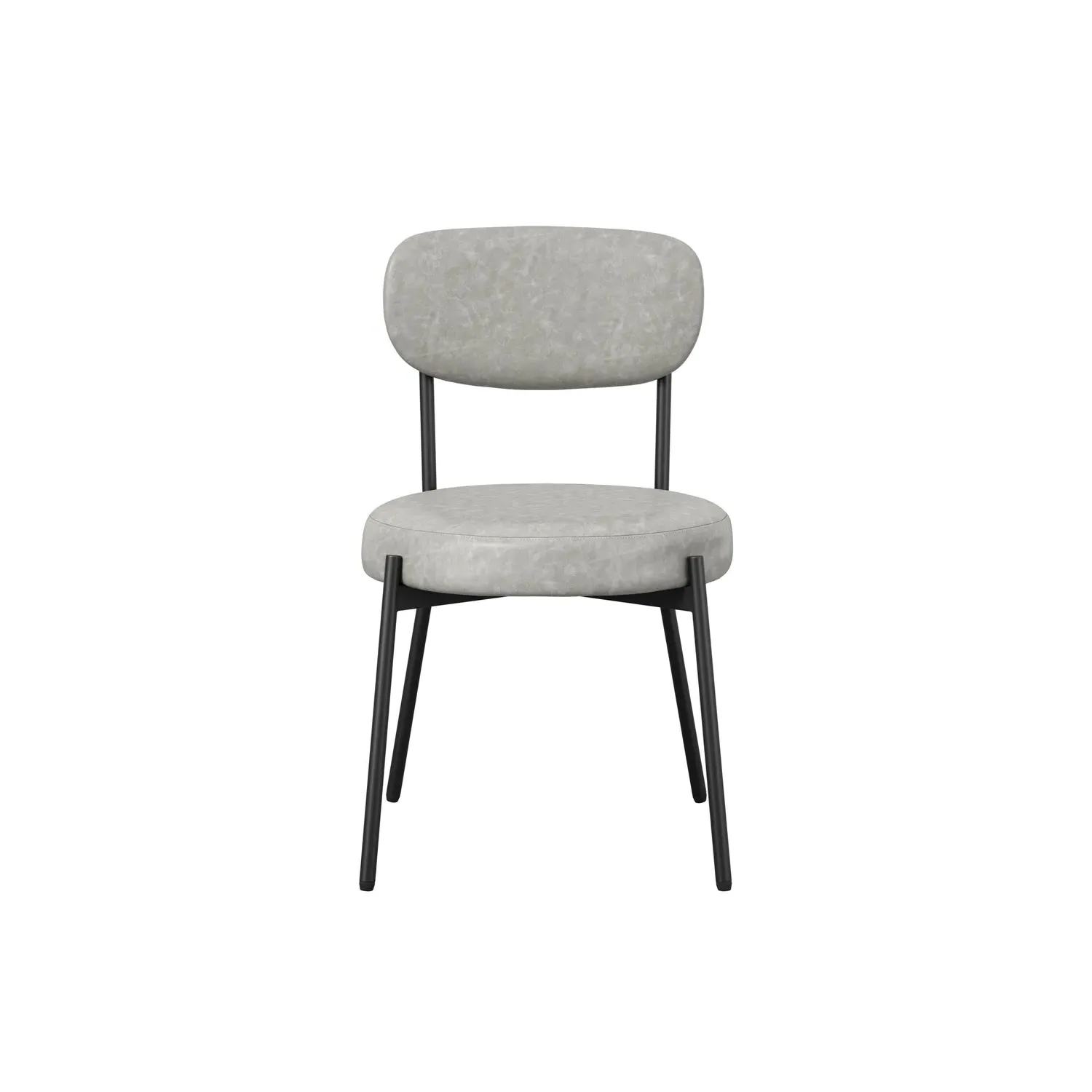 Set of 2 Dining Chairs - Grey, Faux Leather
