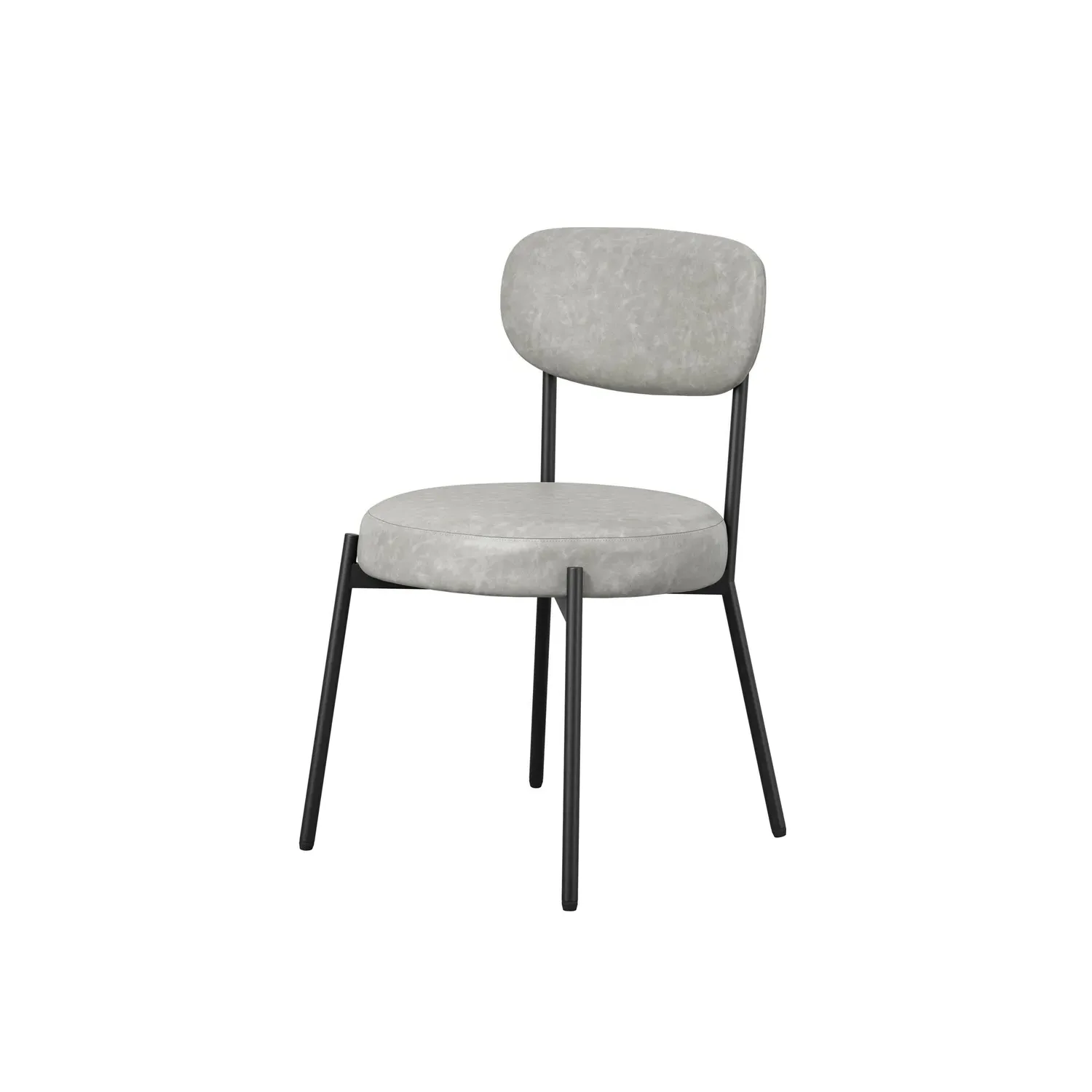 Set of 2 Dining Chairs - Grey, Faux Leather
