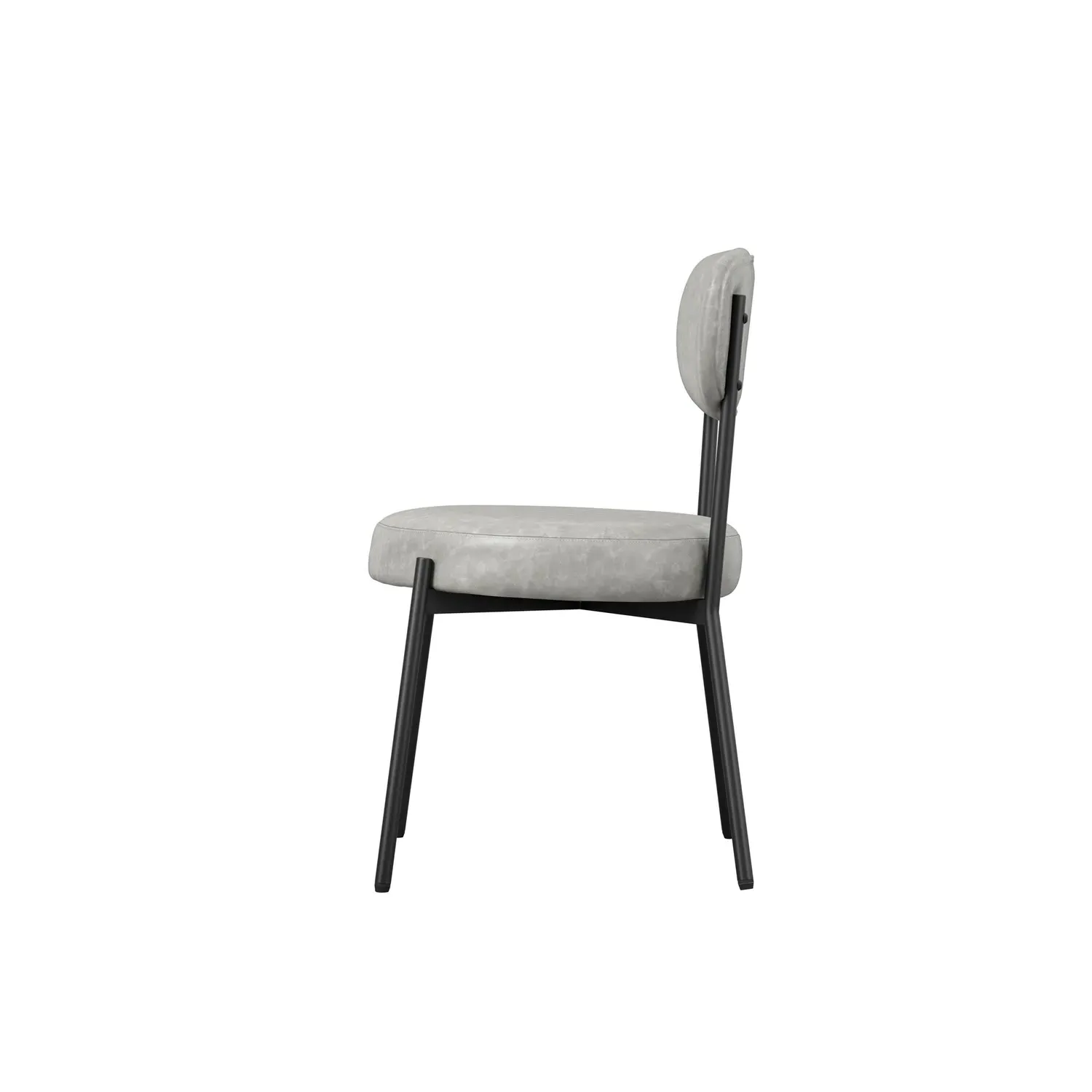 Set of 2 Dining Chairs - Grey, Faux Leather