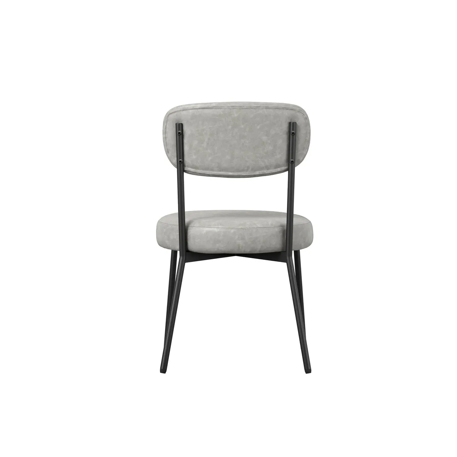 Set of 2 Dining Chairs - Grey, Faux Leather
