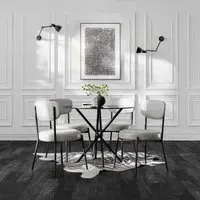 Set of 2 Dining Chairs - Grey, Faux Leather