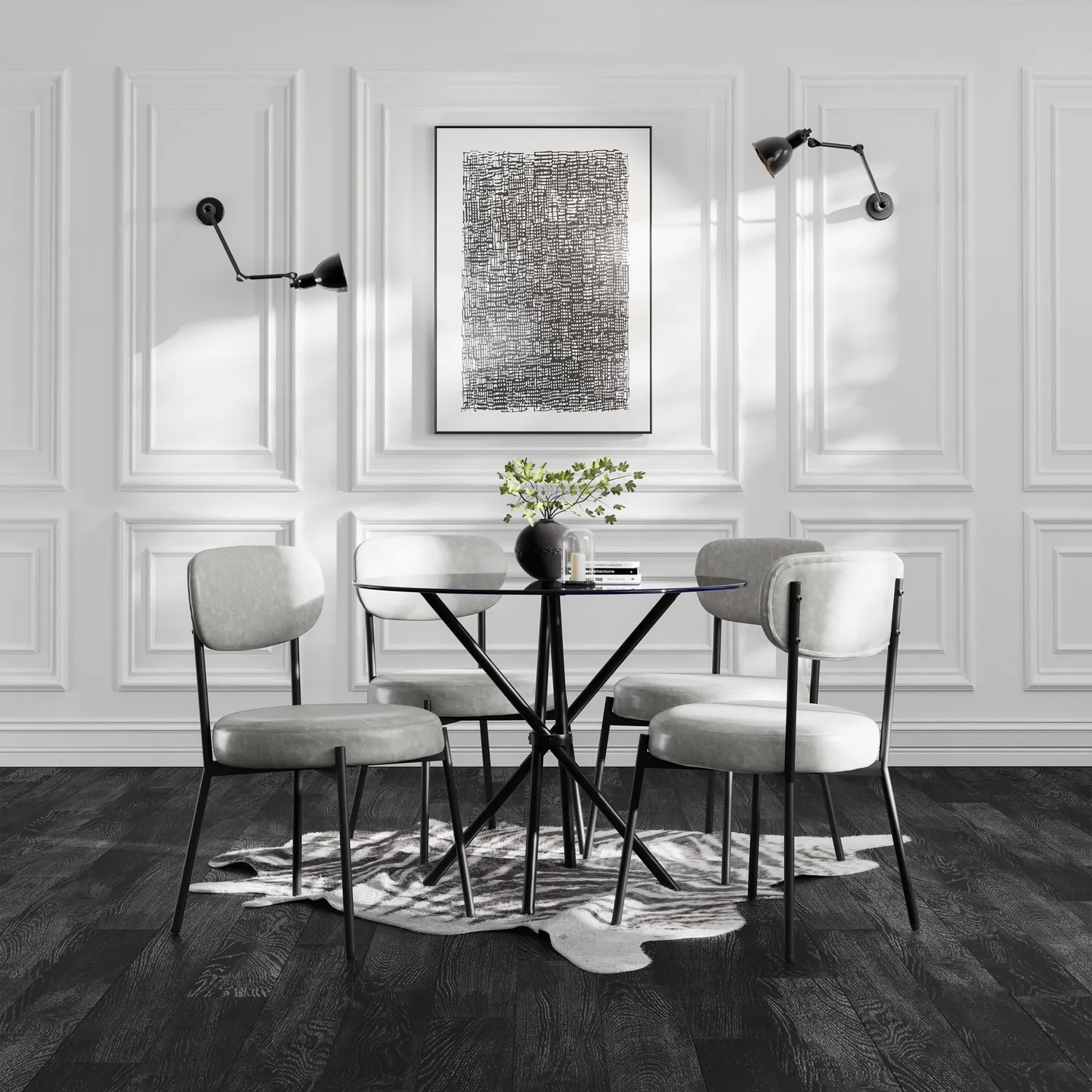 Set of 2 Dining Chairs - Grey, Faux Leather image