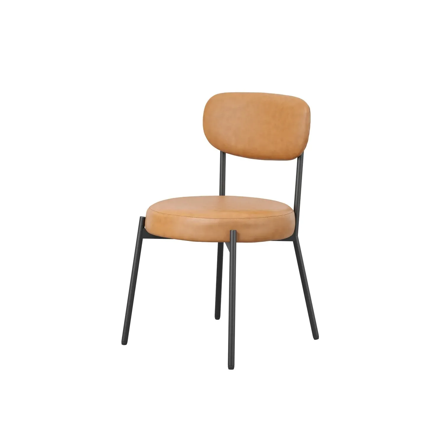 Set of 2 Dining Chairs - Tan, Faux Leather