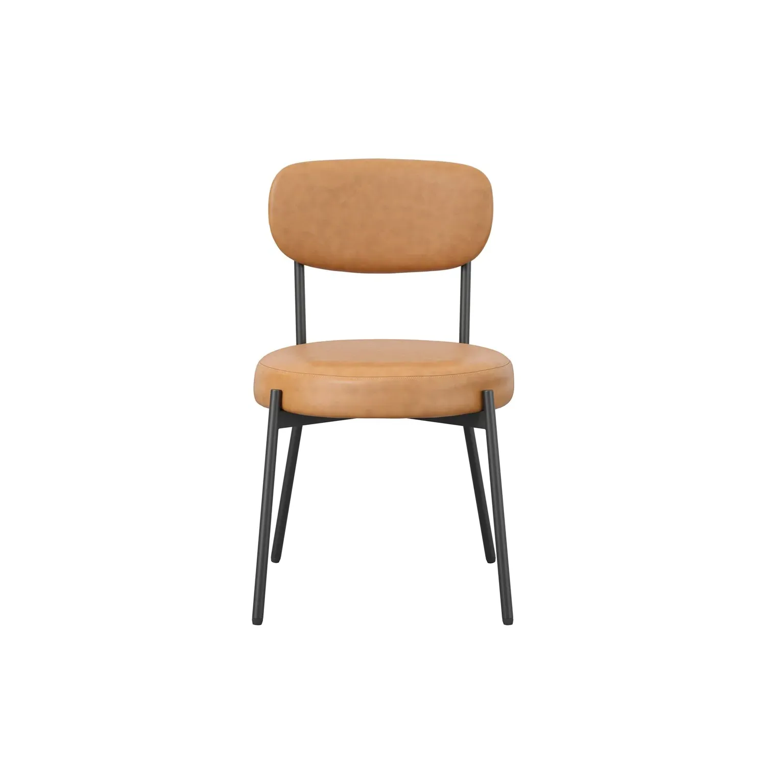 Set of 2 Dining Chairs - Tan, Faux Leather