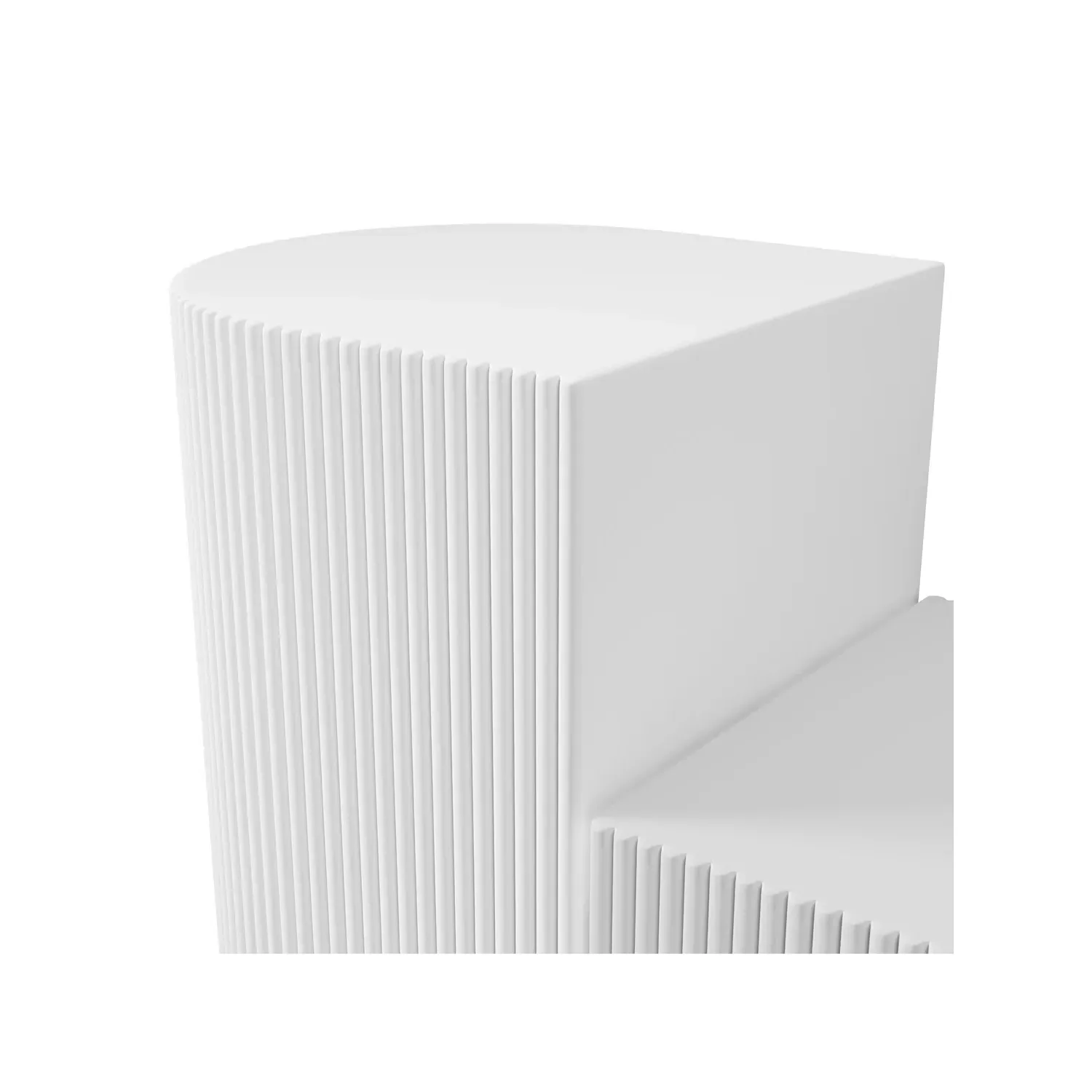 Set of 2 Ribbed Side Tables - White, MDF