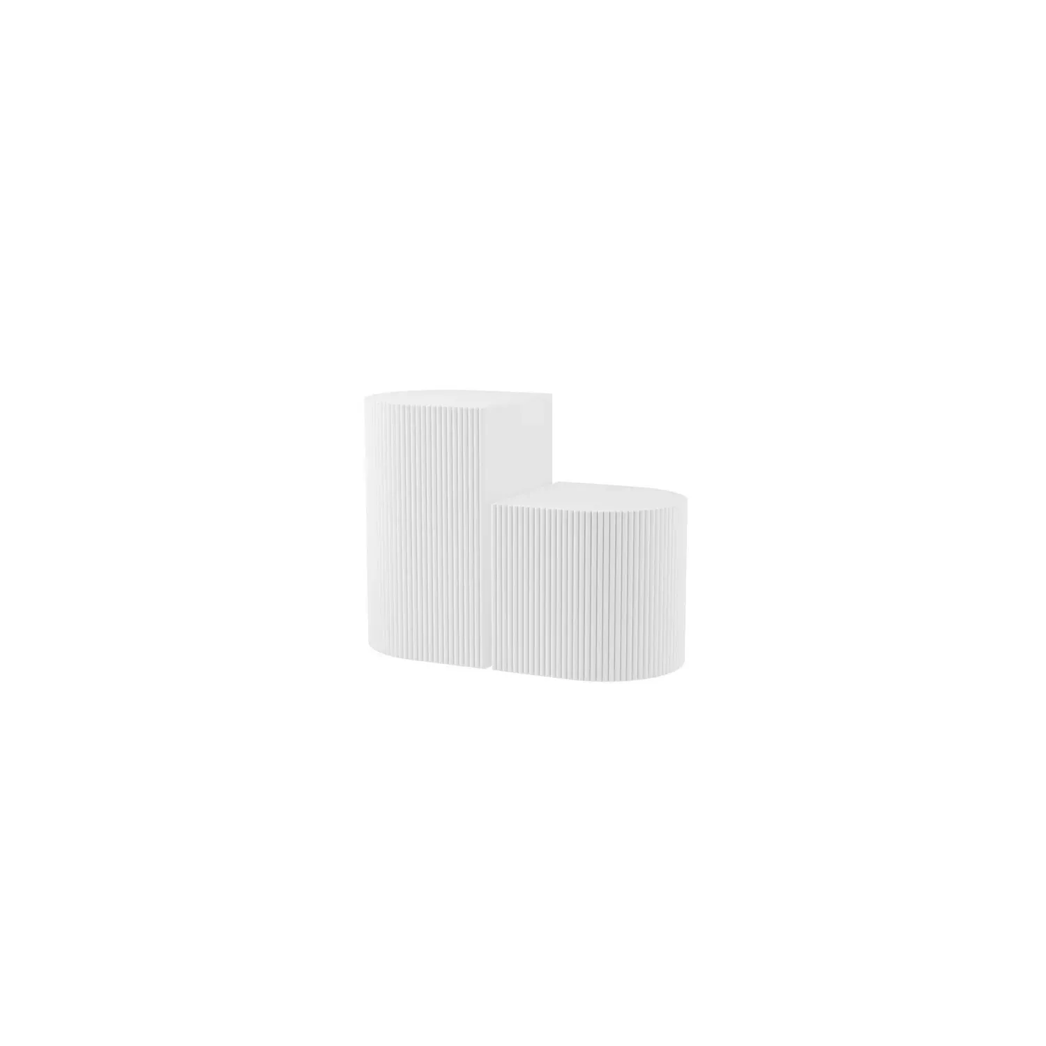 Set of 2 Ribbed Side Tables - White, MDF