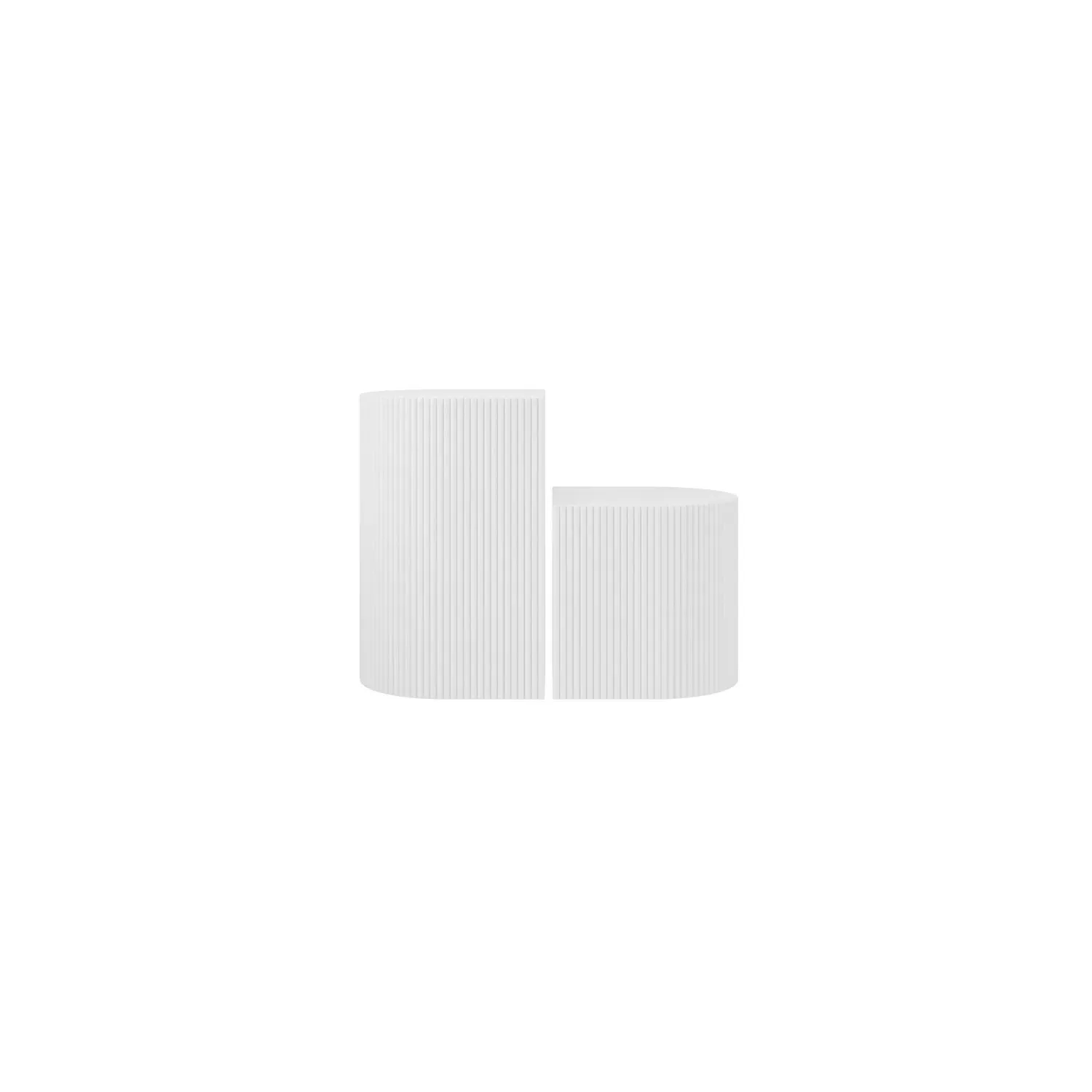 Set of 2 Ribbed Side Tables - White, MDF