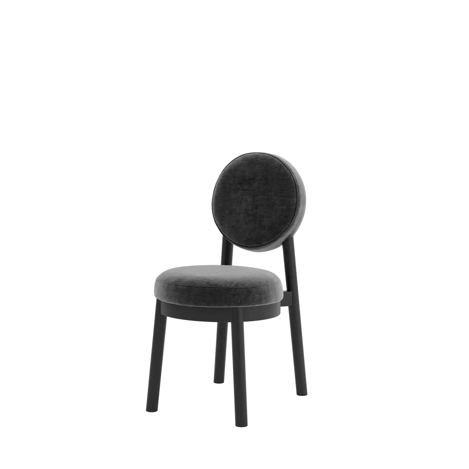 Set of 2 Upholstered Dining Chairs - Black, Chenille