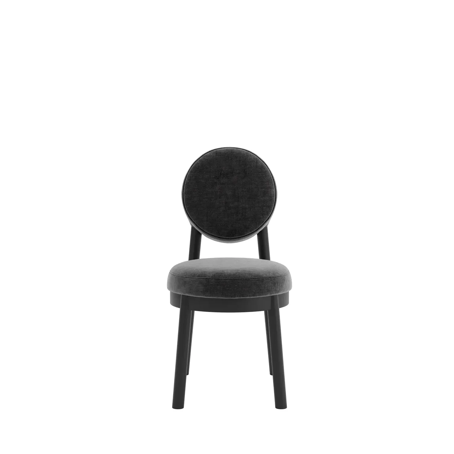 Set of 2 Upholstered Dining Chairs - Black, Chenille