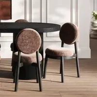 Set of 2 Upholstered Dining Chairs - Brown, Chenille