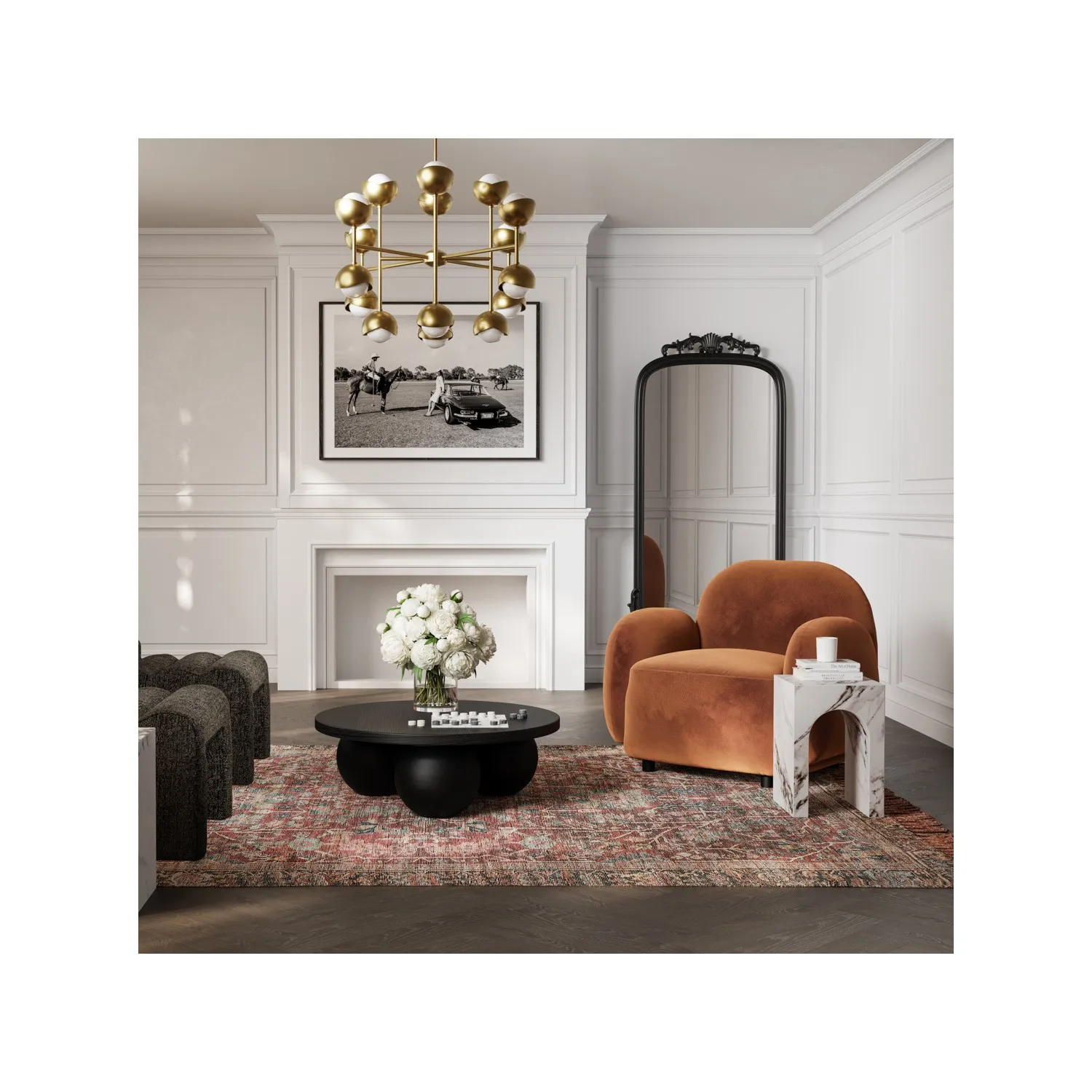 Small Square Side Table - White, Concrete