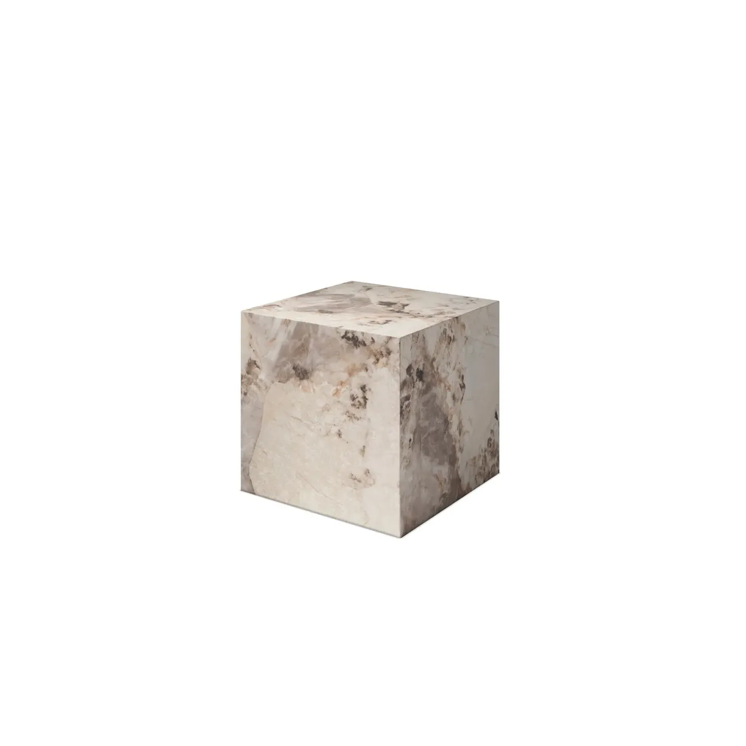 Square Side Table with Marble Effect - Beige