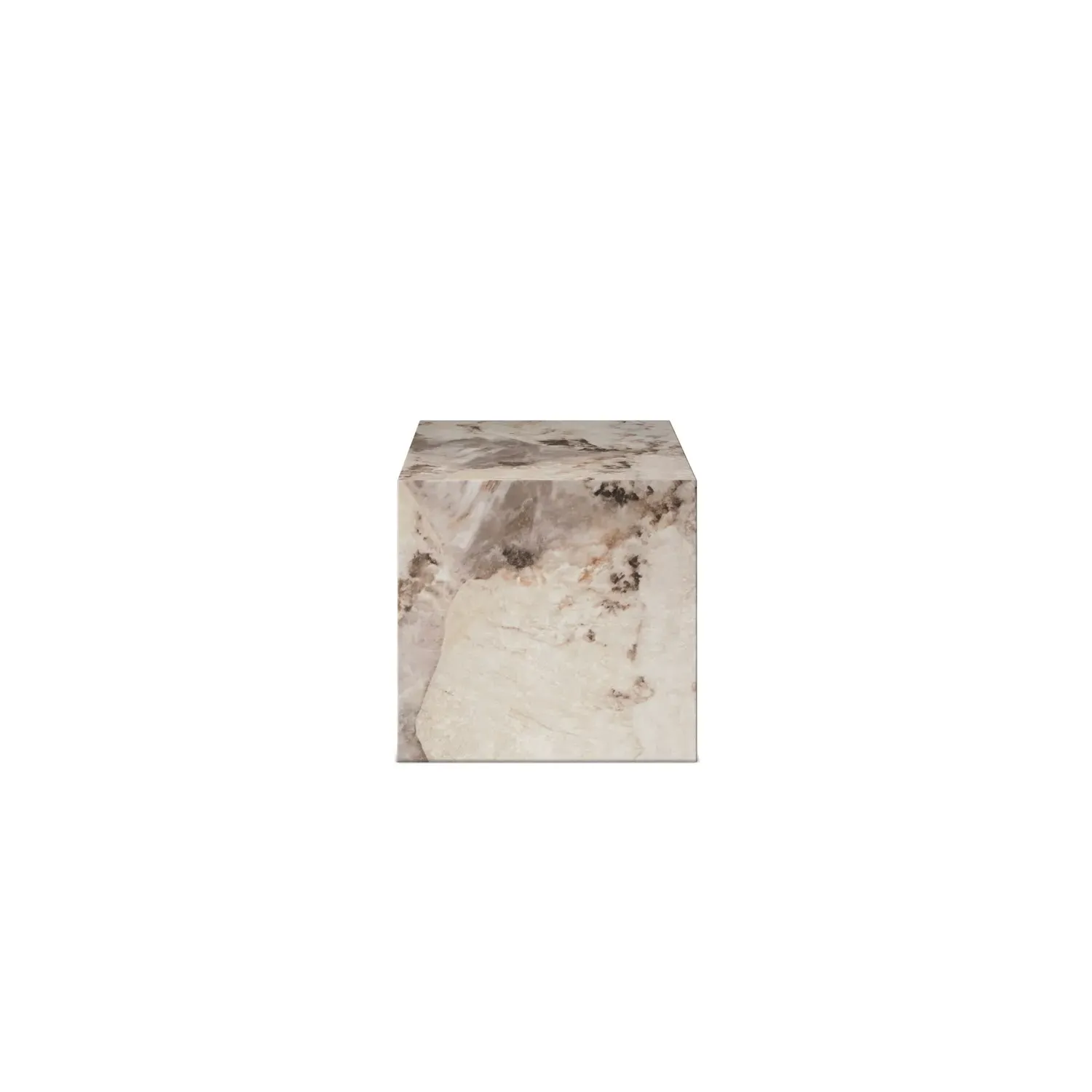 Square Side Table with Marble Effect - Beige