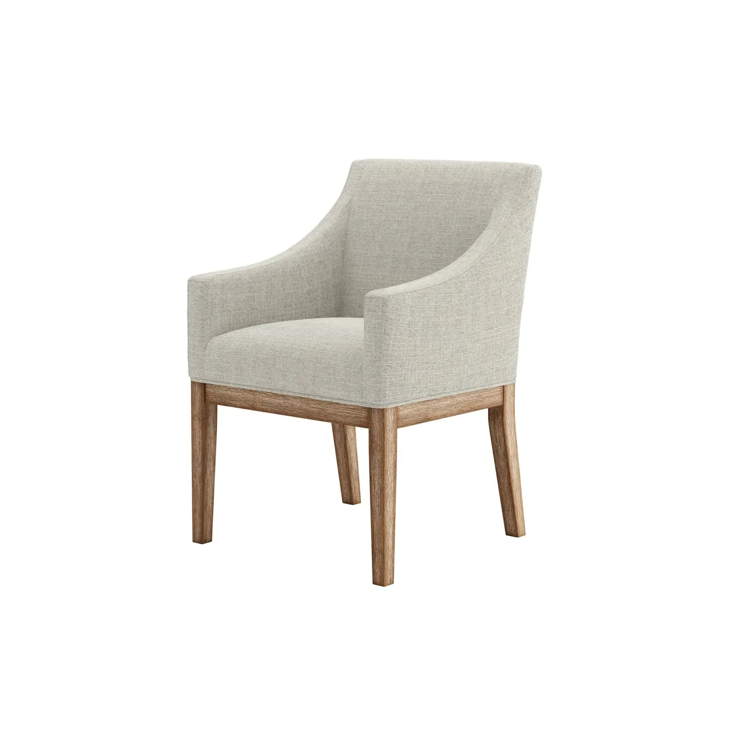 Upholstered Dining Chair with Arms - Beige, Fabric