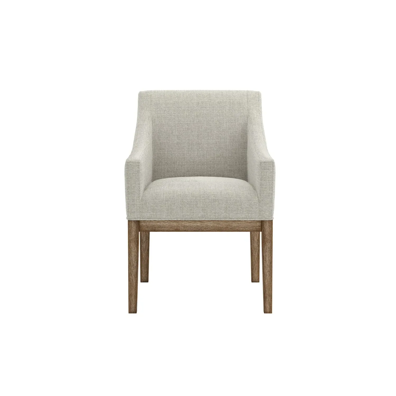 Upholstered Dining Chair with Arms - Beige, Fabric