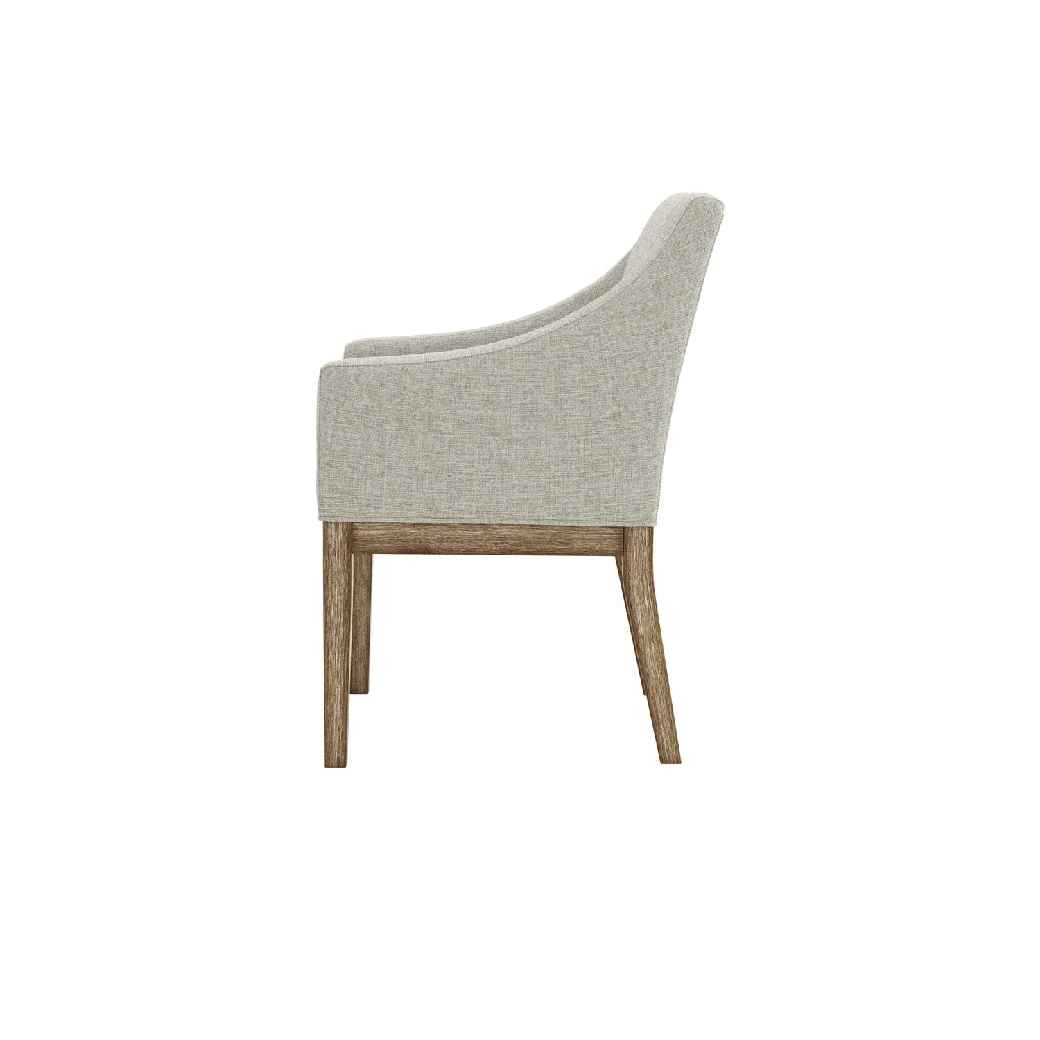 Upholstered Dining Chair with Arms - Beige, Fabric
