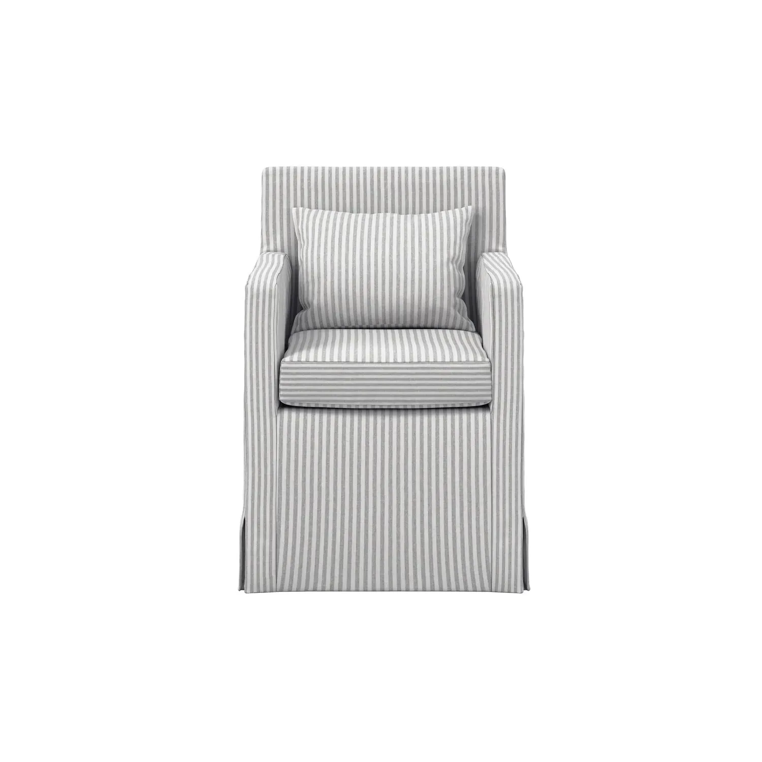 Upholstered Dining Chair with Arms - Grey, Fabric