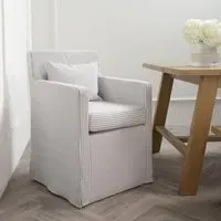 Upholstered Dining Chair with Arms - Grey, Fabric