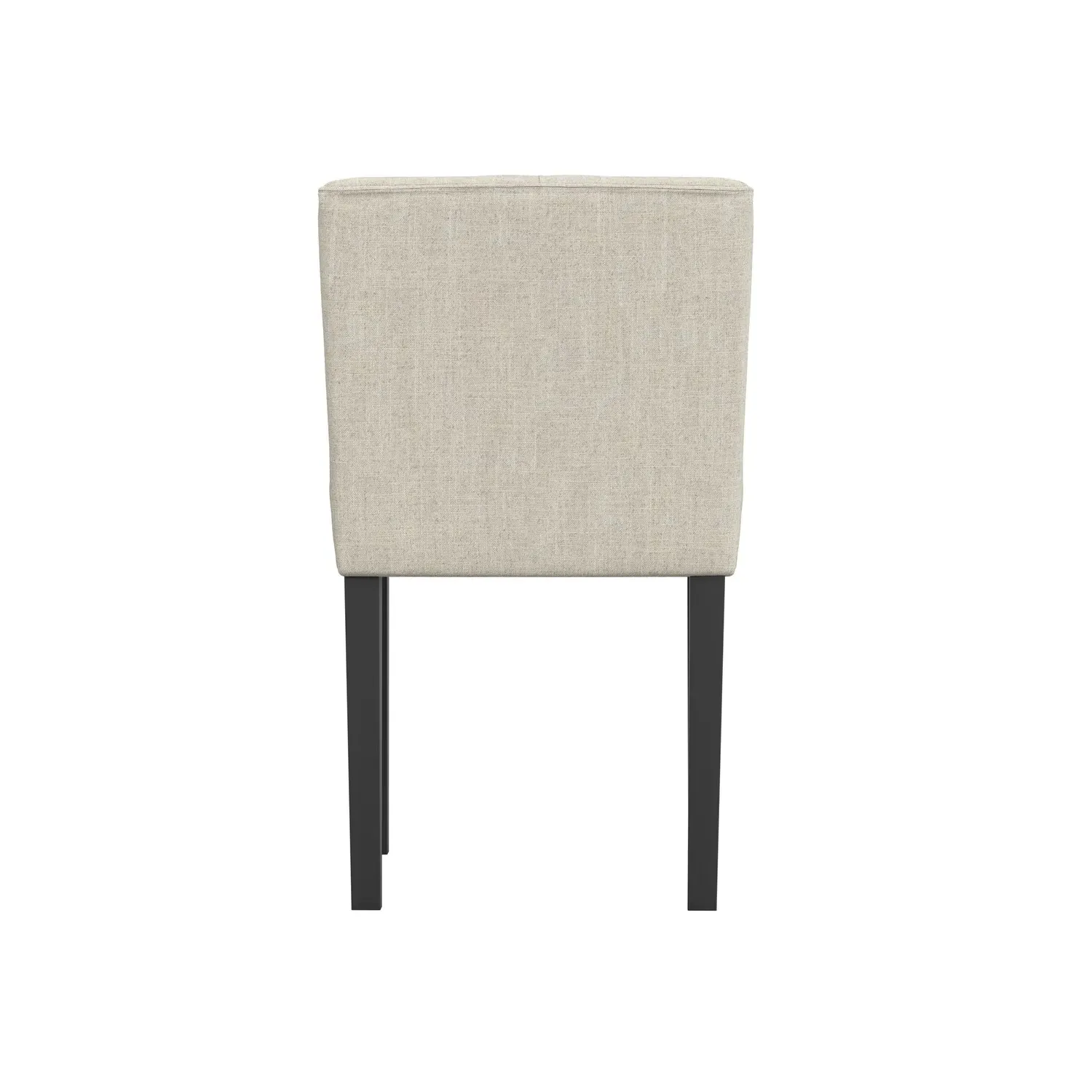Winged Back Dining Chair with Buttons - Beige, Linen