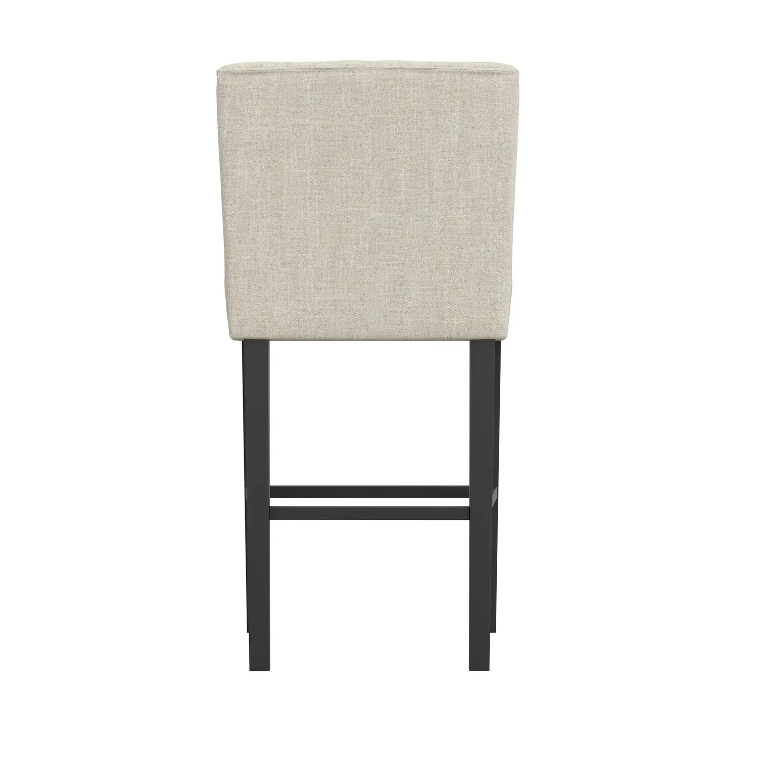 Winged Counter Stool with Buttons - Beige, Linen