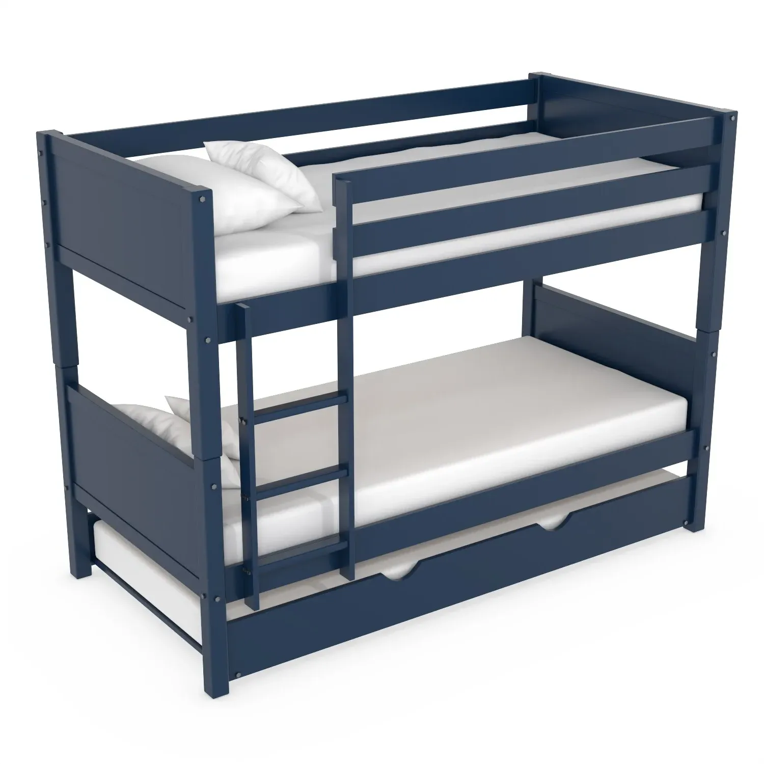 Detachable Bunk Bed with Trundle - Blue, Pine