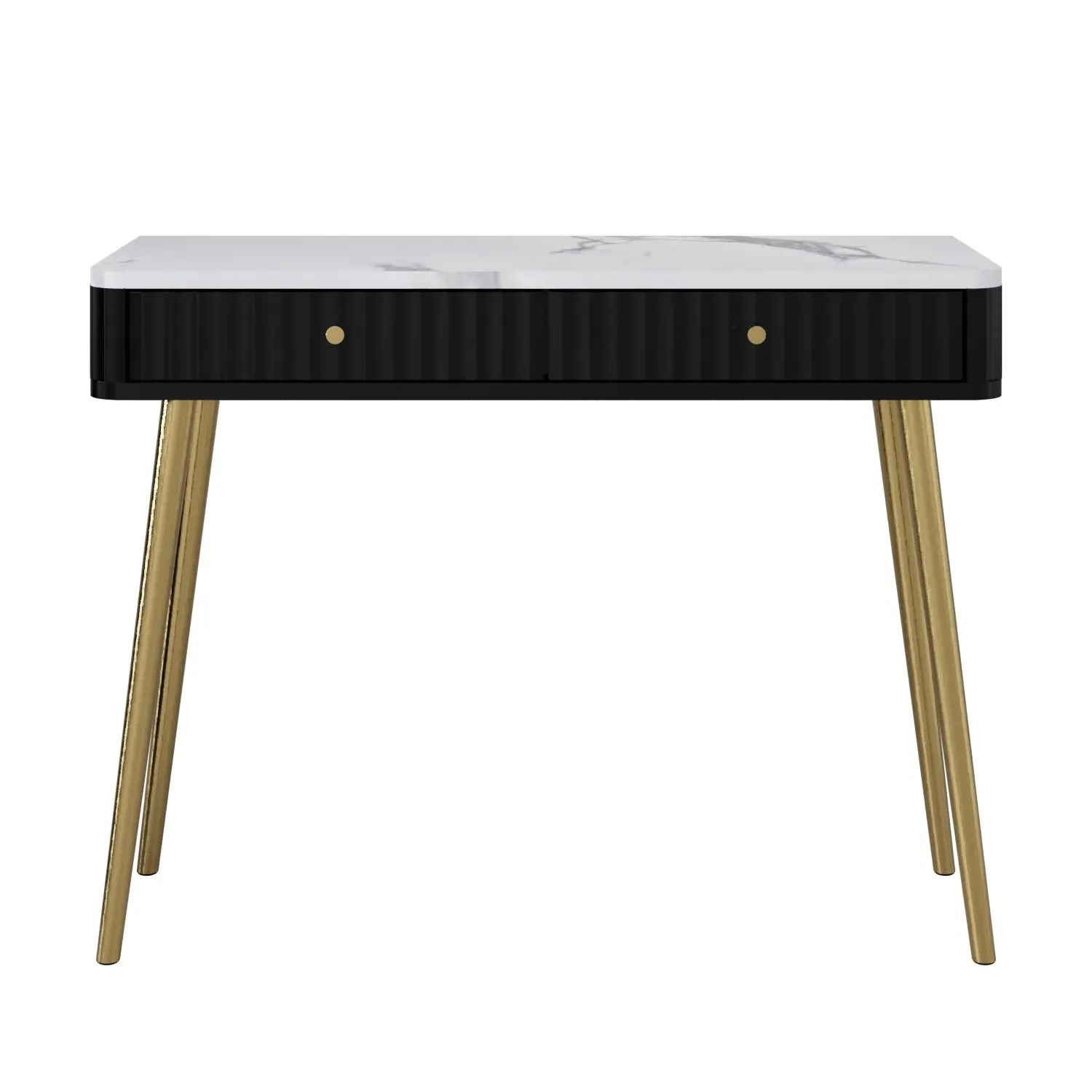 Fluted Dressing Table with Drawers - Black, Wood