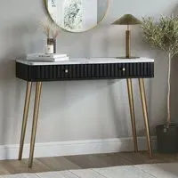 Fluted Dressing Table with Drawers - Black, Wood