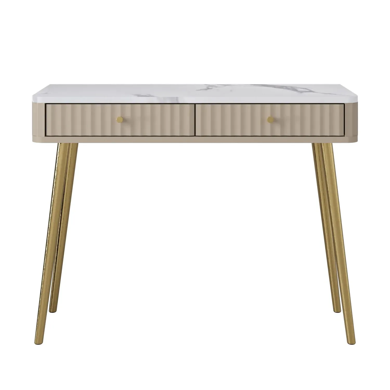 Fluted Dressing Table with Drawers - Grey, Wood