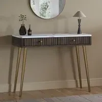 Fluted Dressing Table with Drawers - Wood, Marble