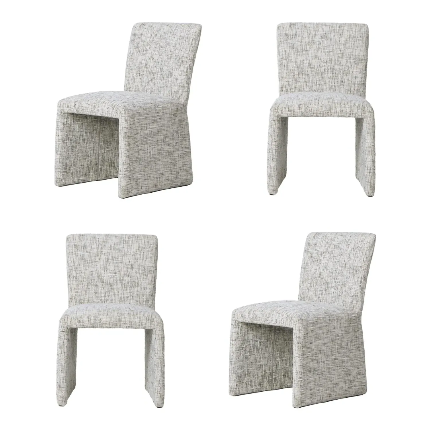 4-Piece Dining Chair Set - Grey, Chenille