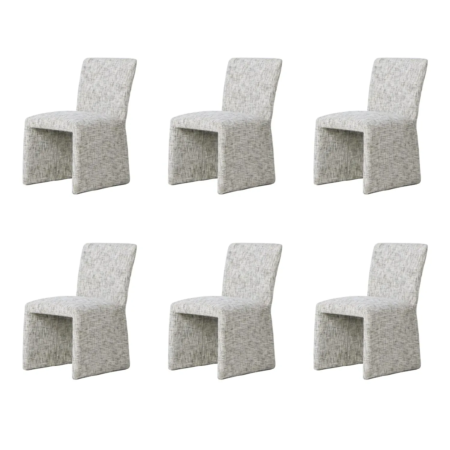6-Piece Dining Chair Set - Grey, Chenille