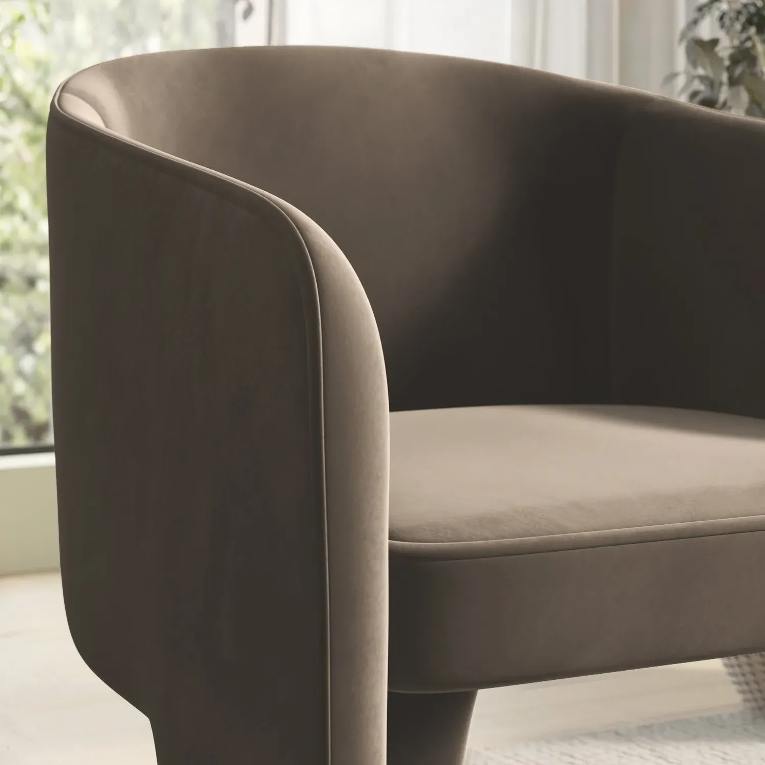 Curved Accent Chair - Mink, Velvet