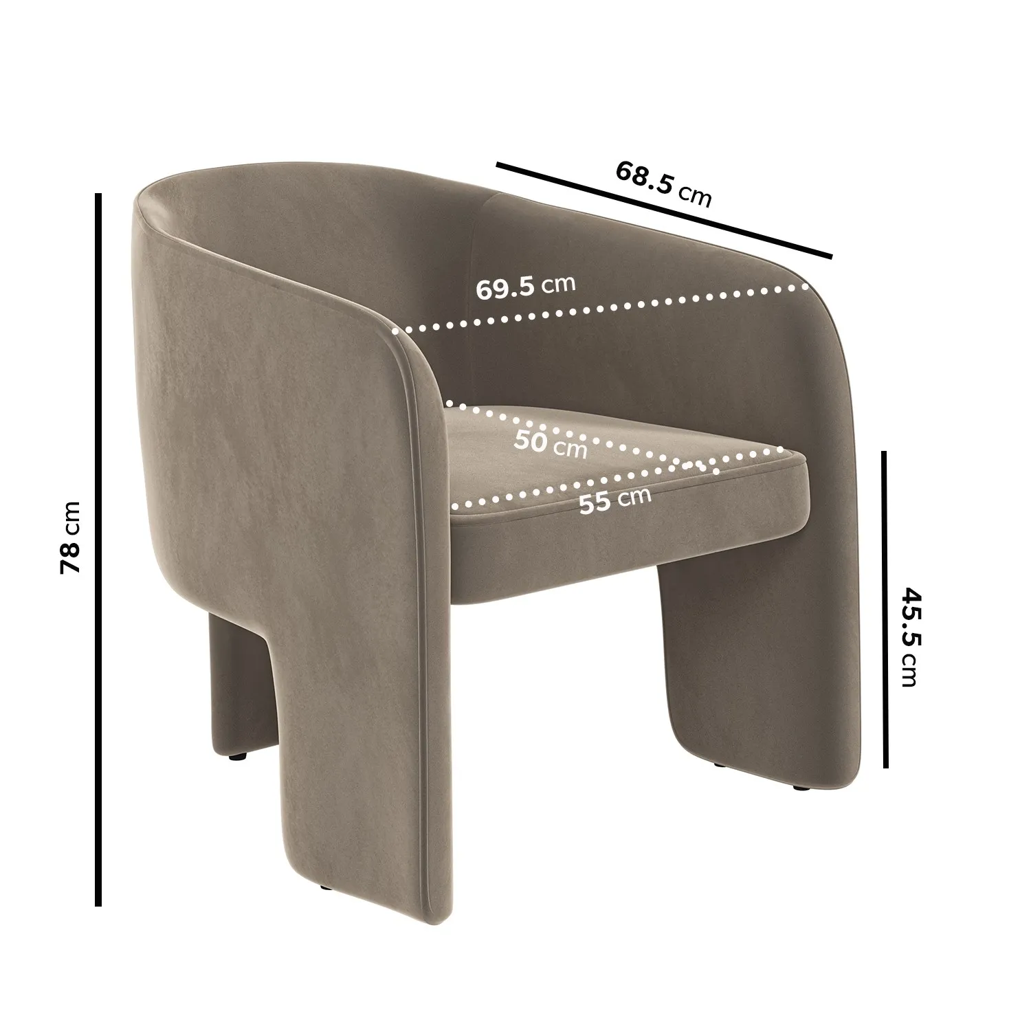 Curved Accent Chair - Mink, Velvet
