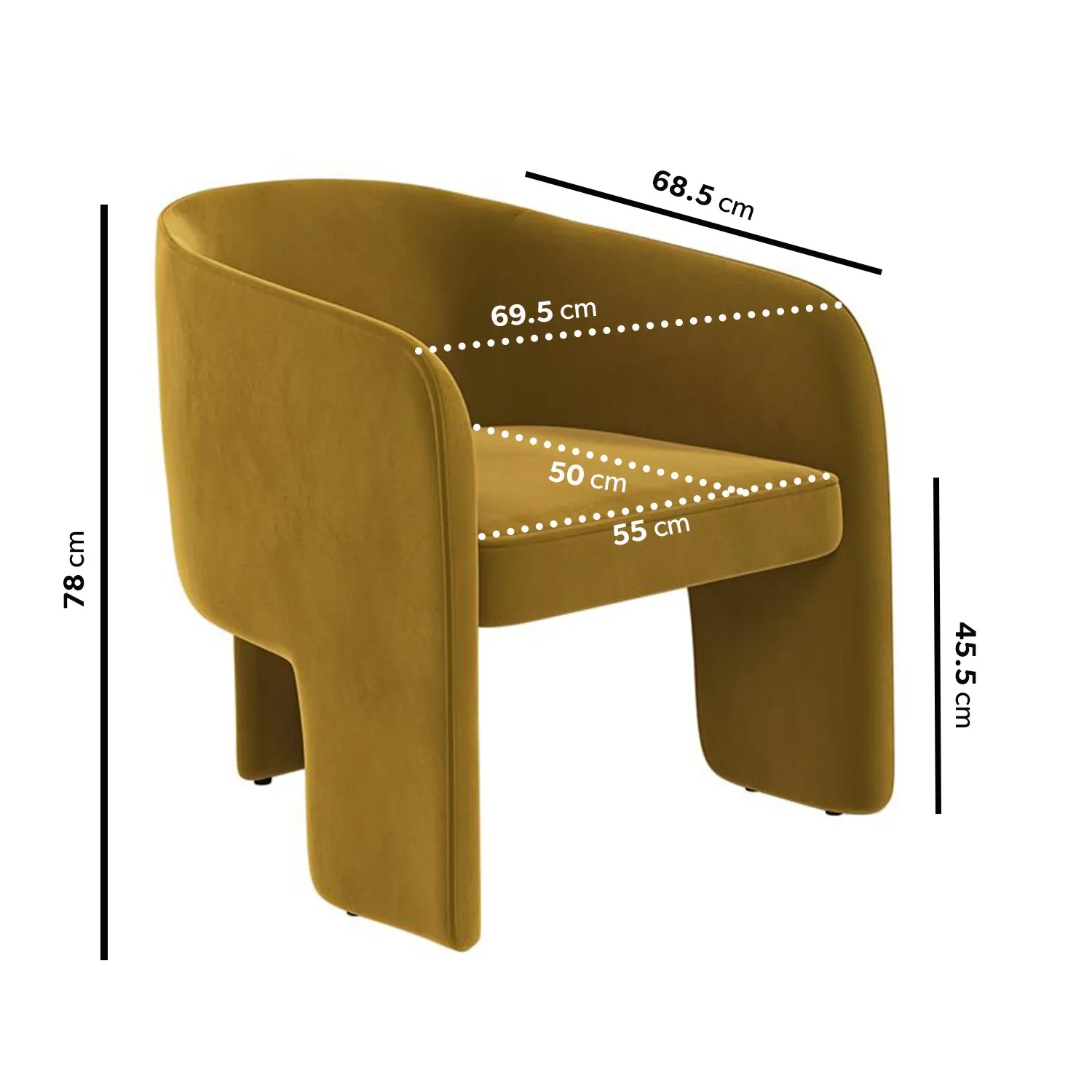 Curved Accent Chair - Mustard, Velvet