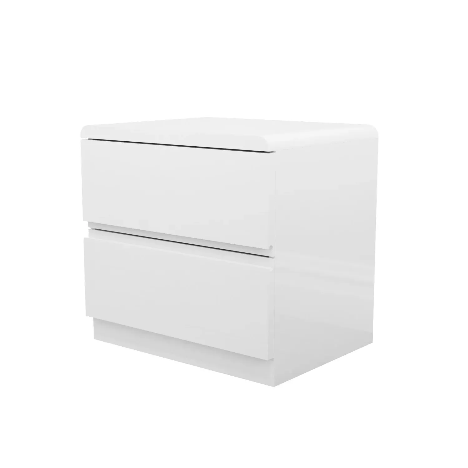 2-Drawer Bedside Table - White, High Gloss